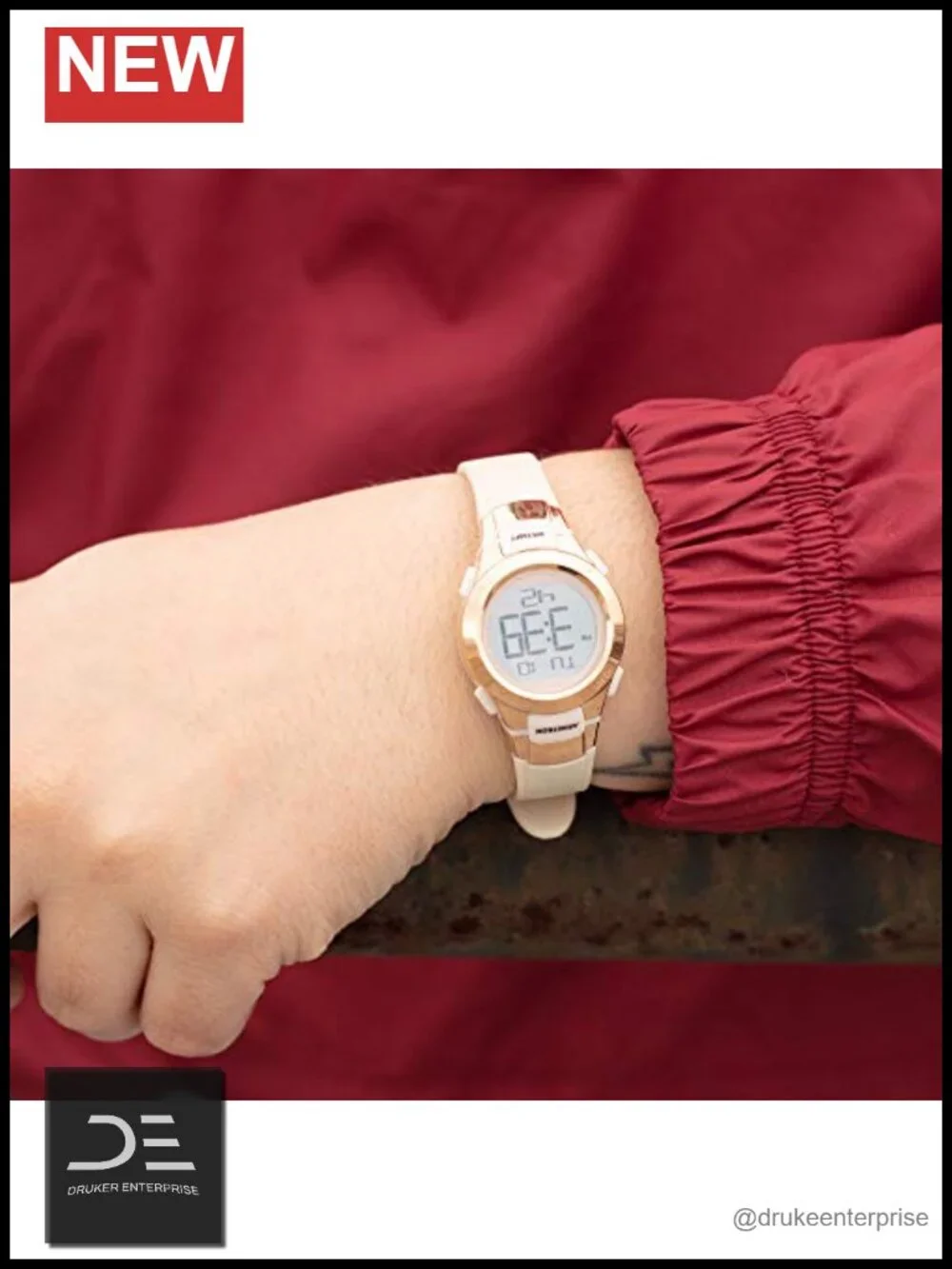 Digital Chronograph Resin Strap Watch with Backlight and Alarm